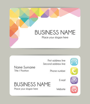 Creative graphic business card design. Front and back. Vector set.	