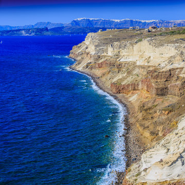 The cliffs on the island of Santorini, Greece - panorama
