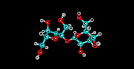 Sucrose molecular structure isolated on black