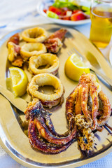 Greek cuisine - grilled squid, a dish