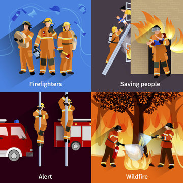 Firefighter People 2x2 Design Compositions