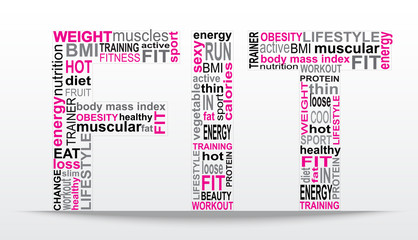Word FIT with many words pink and black
