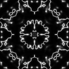Rich decorated calligraphic outlined stroke monochrome seamless pattern. Kaleidoscopic design.
