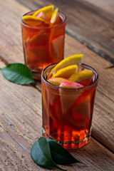 Sangria with oranges and apples