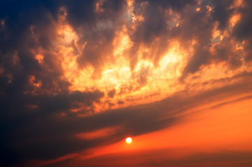 Stunning sunrise with fantastic sunbeam