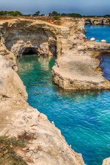 Naklejka premium Stacks on the coast of Salento in Italy