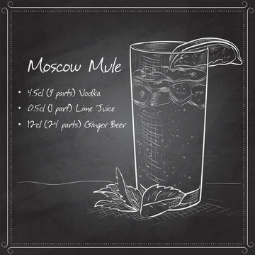 Cocktail Moscow Mule On Black Board