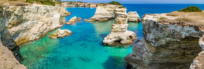 Stacks on the coast of Salento in Italy