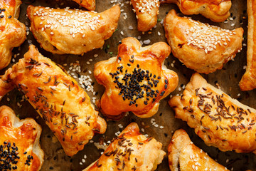 Hand pies with puff pastry with various fillings