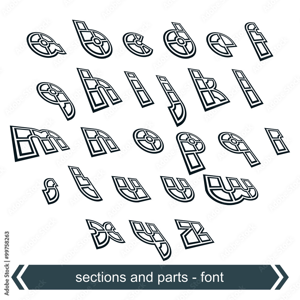 Fototapete dimensional font with rotation effect, perspective unusual script