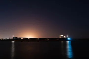 Fotobehang Barge at night © Maxim B