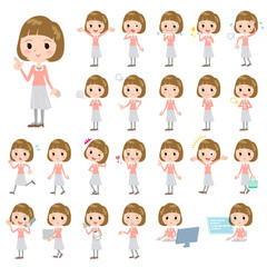 Straight bangs hair pink blouse women／同じシリーズはtoyotoyoポートフォリオ内から「親しみ　デフォルメ」と検索してください