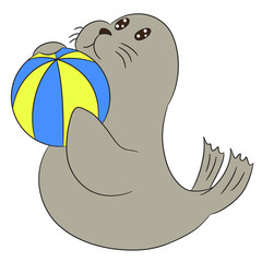 Fototapeta premium vector cartoon character seal ball