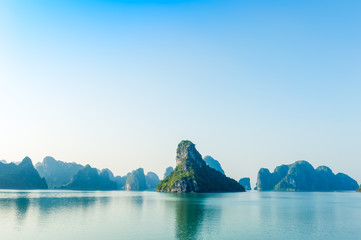 Ha long bay islands with reflection Vietnam