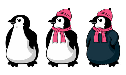 Fototapeta premium Cute Penguin in Winter Cloth