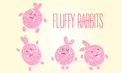 Fluffy rabbits set