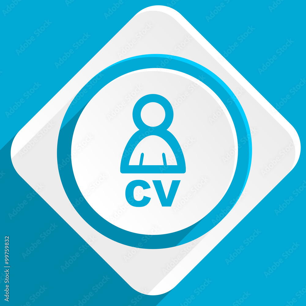 Aufkleber cv blue flat design modern icon for web and mobile app