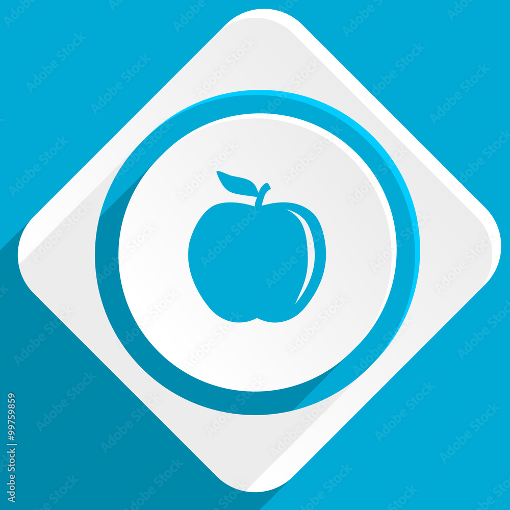 Poster apple blue flat design modern icon for web and mobile app