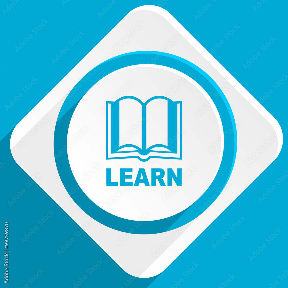 Poster learn blue flat design modern icon for web and mobile app