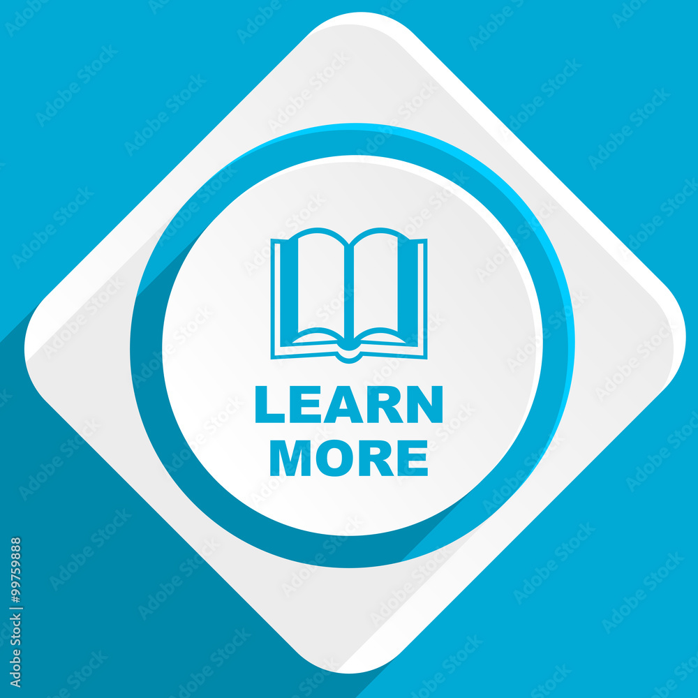 Poster learn more blue flat design modern icon for web and mobile app