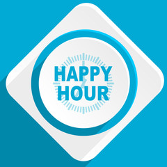 happy hour blue flat design modern icon for web and mobile app