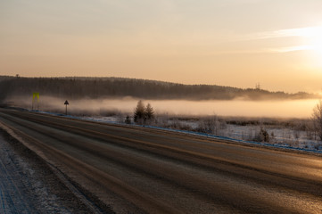Winter Road in Early Morning