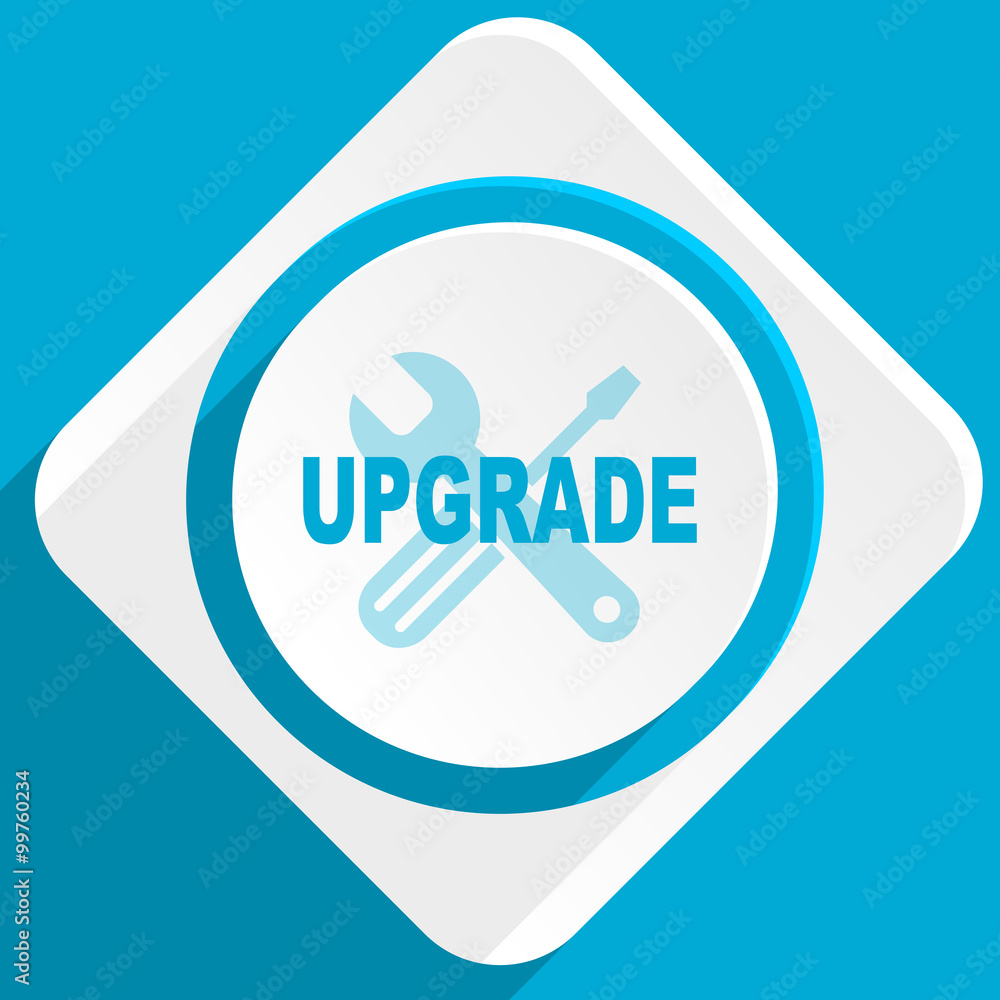 Aufkleber upgrade blue flat design modern icon for web and mobile app