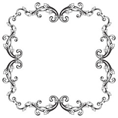 Vintage baroque frame engraving scroll ornament