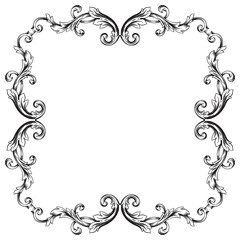 Vintage baroque frame engraving scroll ornament