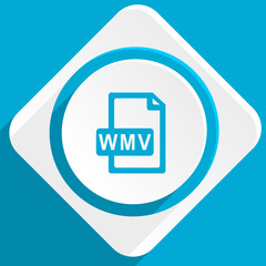 wmv file blue flat design modern icon for web and mobile app