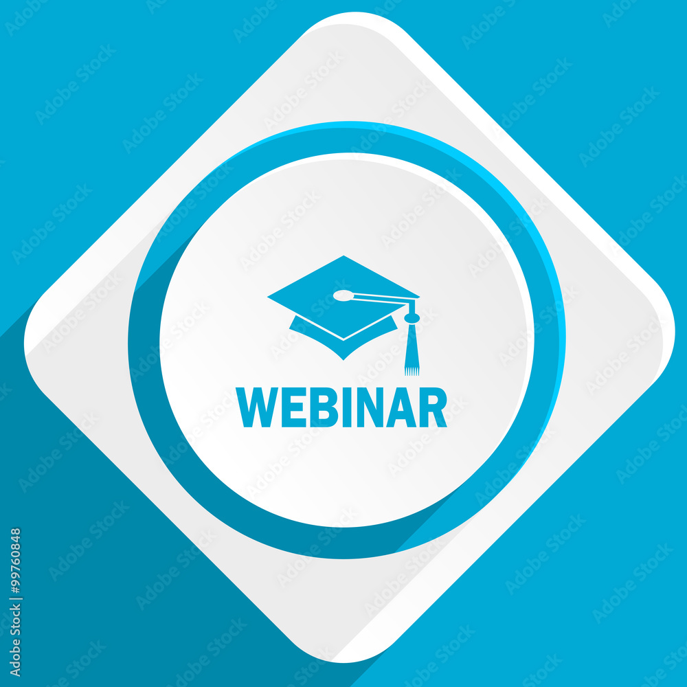 Poster webinar blue flat design modern icon for web and mobile app