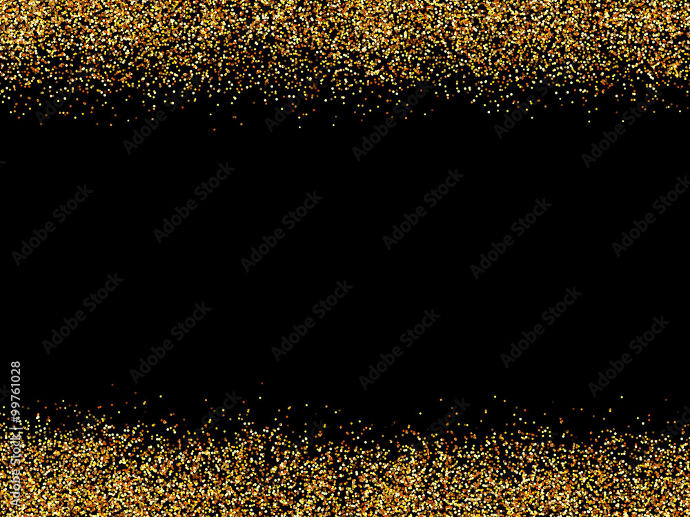 Wall mural abstract gold glittering stars black background.golden glitter texture.