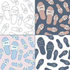 Seamless patterns with Thai massage, spa elements