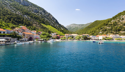 Fototapeta na wymiar View on Adriatic sea and Trstenik village on Peljesac peninsula near Orebic, Dalmatia, Croatia