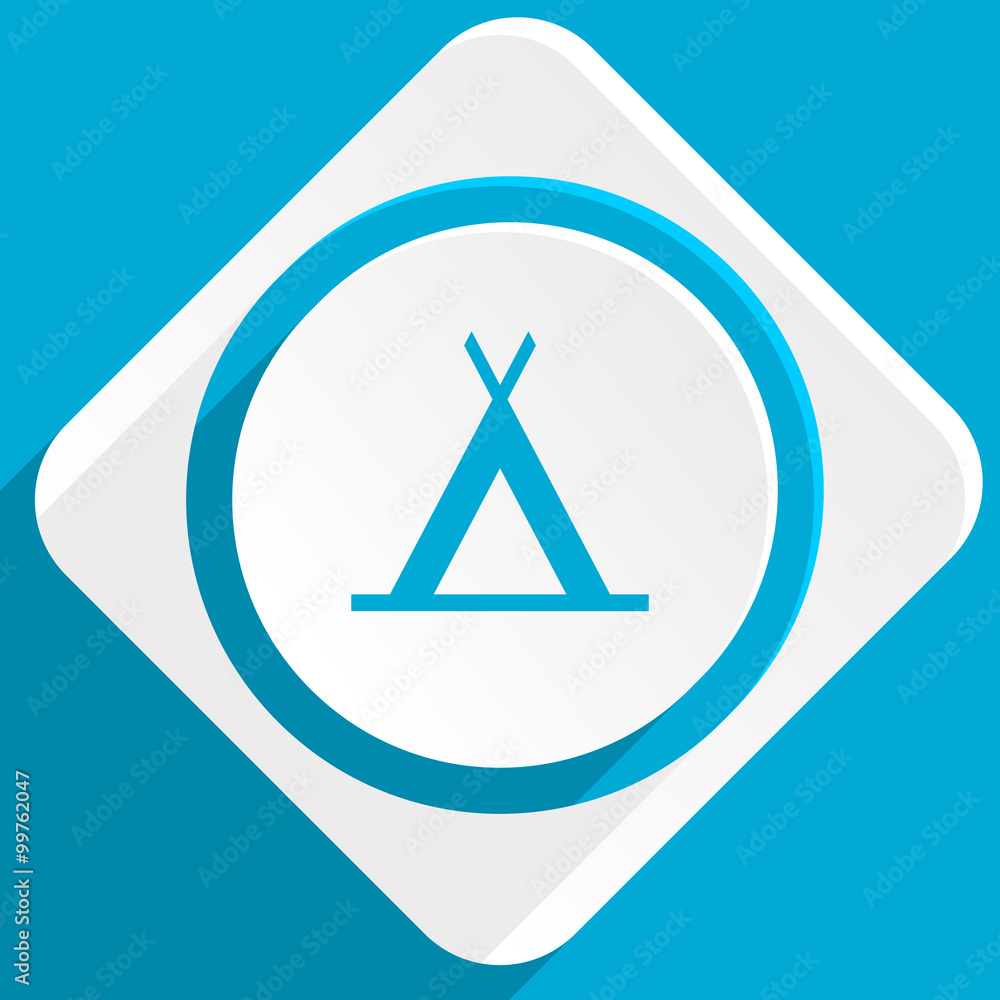 Poster camp blue flat design modern icon for web and mobile app