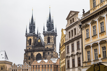 Fototapeta na wymiar Church of Our Lady before Tyn and Other Buildings in Prague