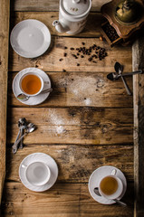 Table with coffee and tea
