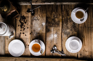 Obraz na płótnie Canvas Table with coffee and tea