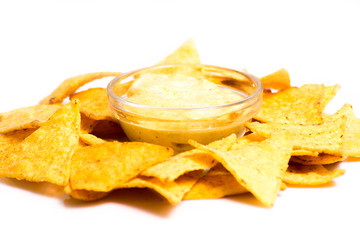Nachos with cheese sauce