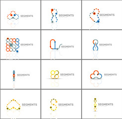 Fototapeta na wymiar Set of linear abstract logos and swirl shapes. Company emblem, business icon