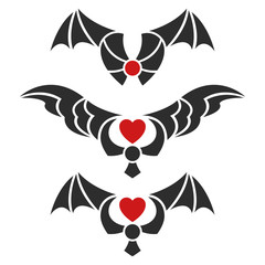 Set of abstract elements - black wings