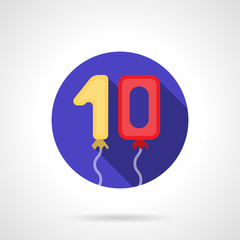 Numerals balloons flat round vector icon