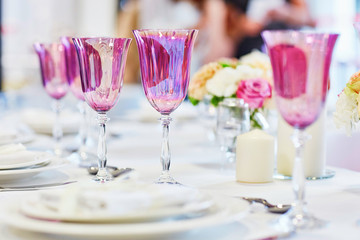 Table set for an event party or wedding reception