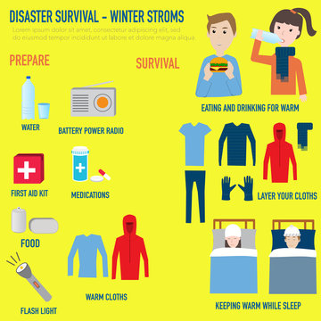 Disaster Survival - Winter stroms infographics elements.illustra