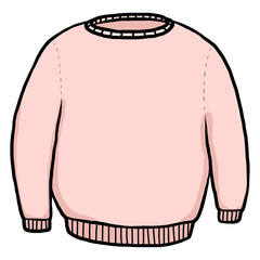 pink sweater / cartoon vector and illustration, hand drawn style, isolated on white background.