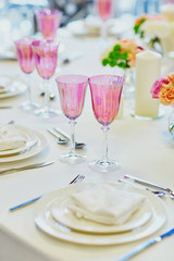 Table set for an event party or wedding reception