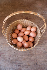 Eggs chicken farm in basket,selection focus.