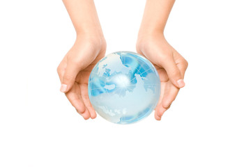 Hands Holding Crystal Globe