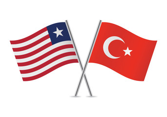 Liberian and Turkish flags. Vector illustration.
