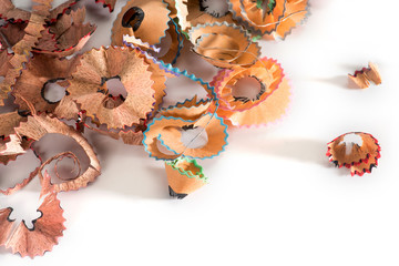 Colorful pencil shavings